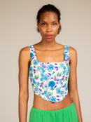 BONNIE - BLUE FLOWER CORSET TOP