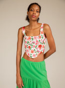 BONNIE - RED FLOWER CORSET TOP