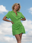 BLAKE -  GREEN COTTON LINEN DRESS