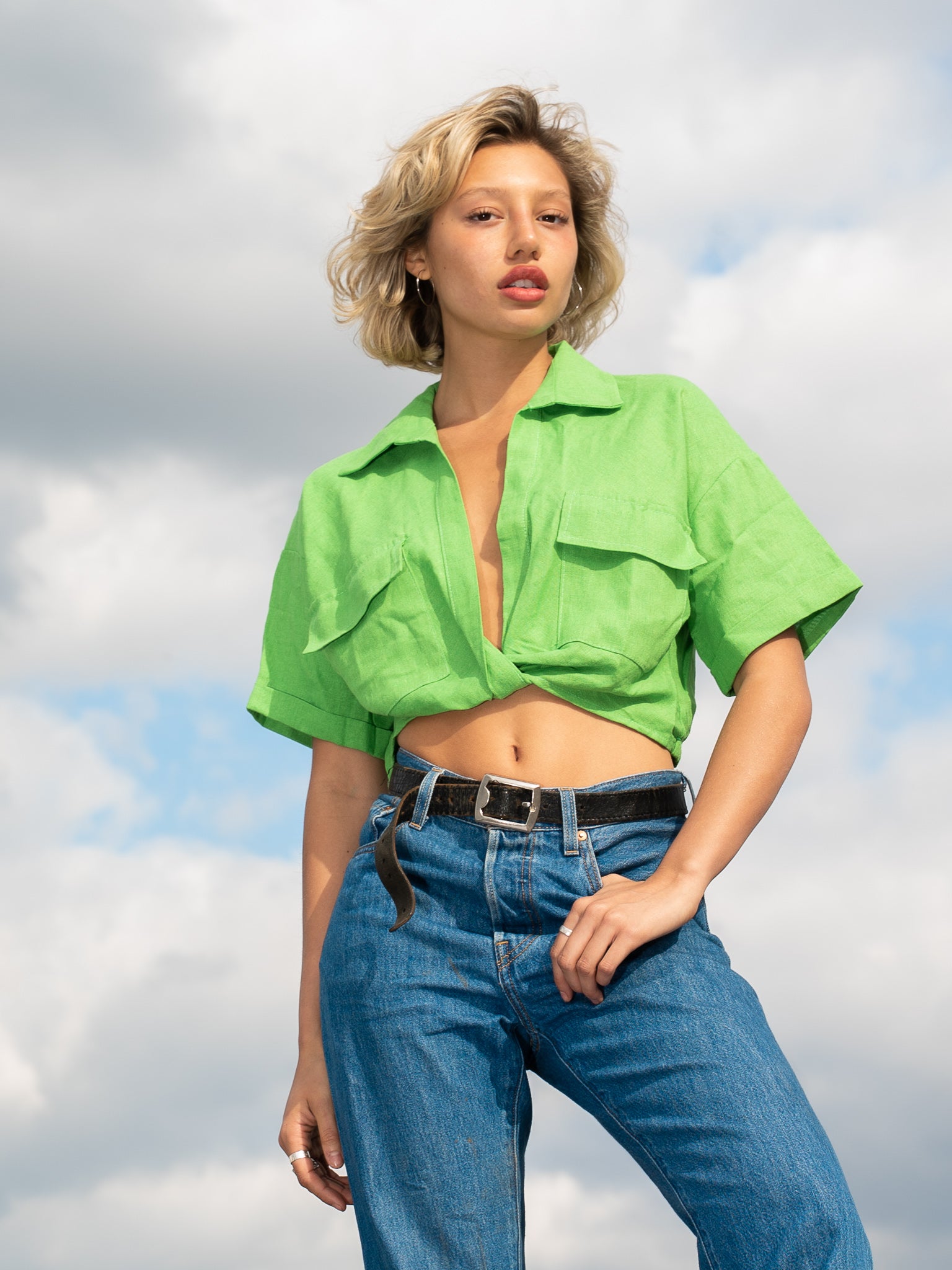 Roxy Cotton Linen Crop Top