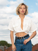 Roxy Cotton Linen Crop Top