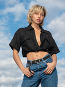 Roxy Cotton Linen Crop Top