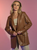 Heather - Camel Vegan Leather Blazer